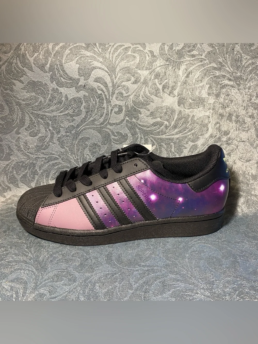 Rare ADIDAS Superstar J Galactic Galaxy Purple Sneakers - Youth 6, Women 7.5 NWT